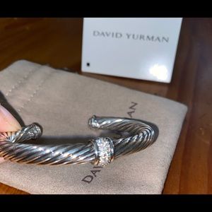 💯 David Yurman Pave Diamond Center Station Cable Bracelet 7mm Medium